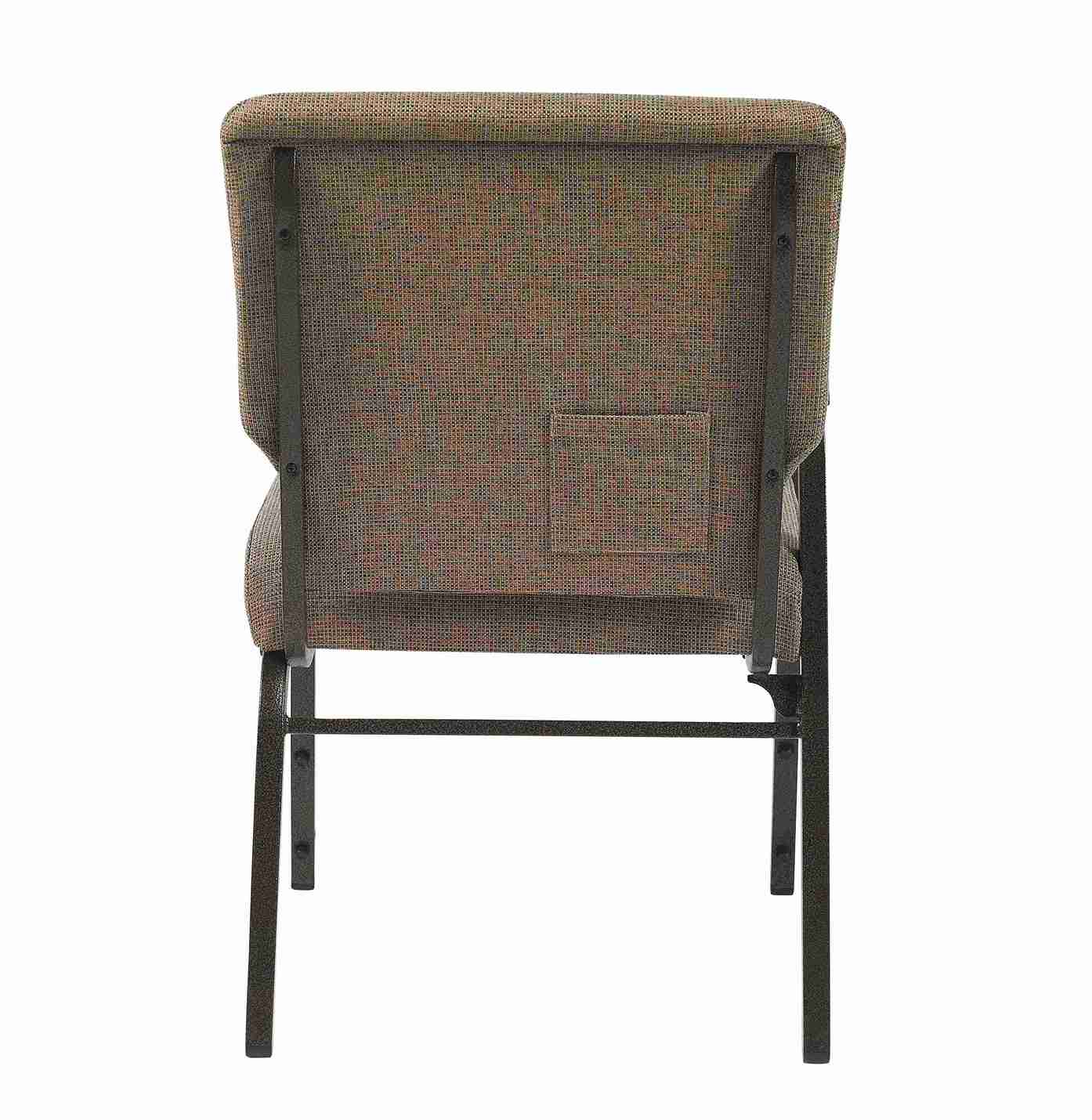 Chivari Tan Fabric Church Chair with Right Arm Cut Away Back 20.5" on Gold Vein Frame CH20TGV-R-ZF-T