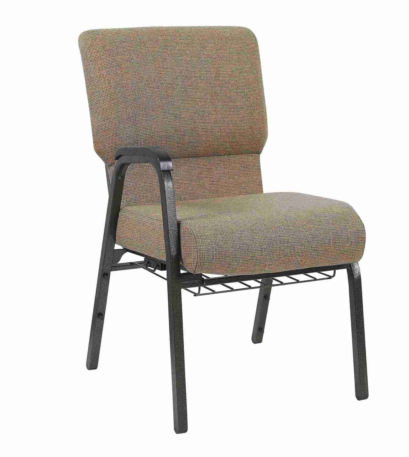 Chivari Tan Fabric Church Chair with Right Arm Cut Away Back 20.5" on Gold Vein Frame CH20TGV-R-ZF-T