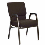 Walnut Church Chair with White Dot Fabric w/ Dual Arms with Cut Away Back 20.5" on Gold Vein Frame