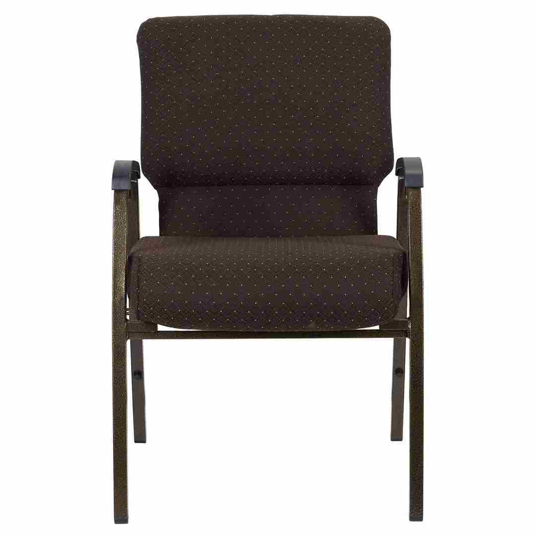 Chivari Walnut Church Chair with White Dot Fabric w/ Dual Arms with Cut Away Back 20.5" on Gold Vein Frame CH20WDGV-D-ZF-T