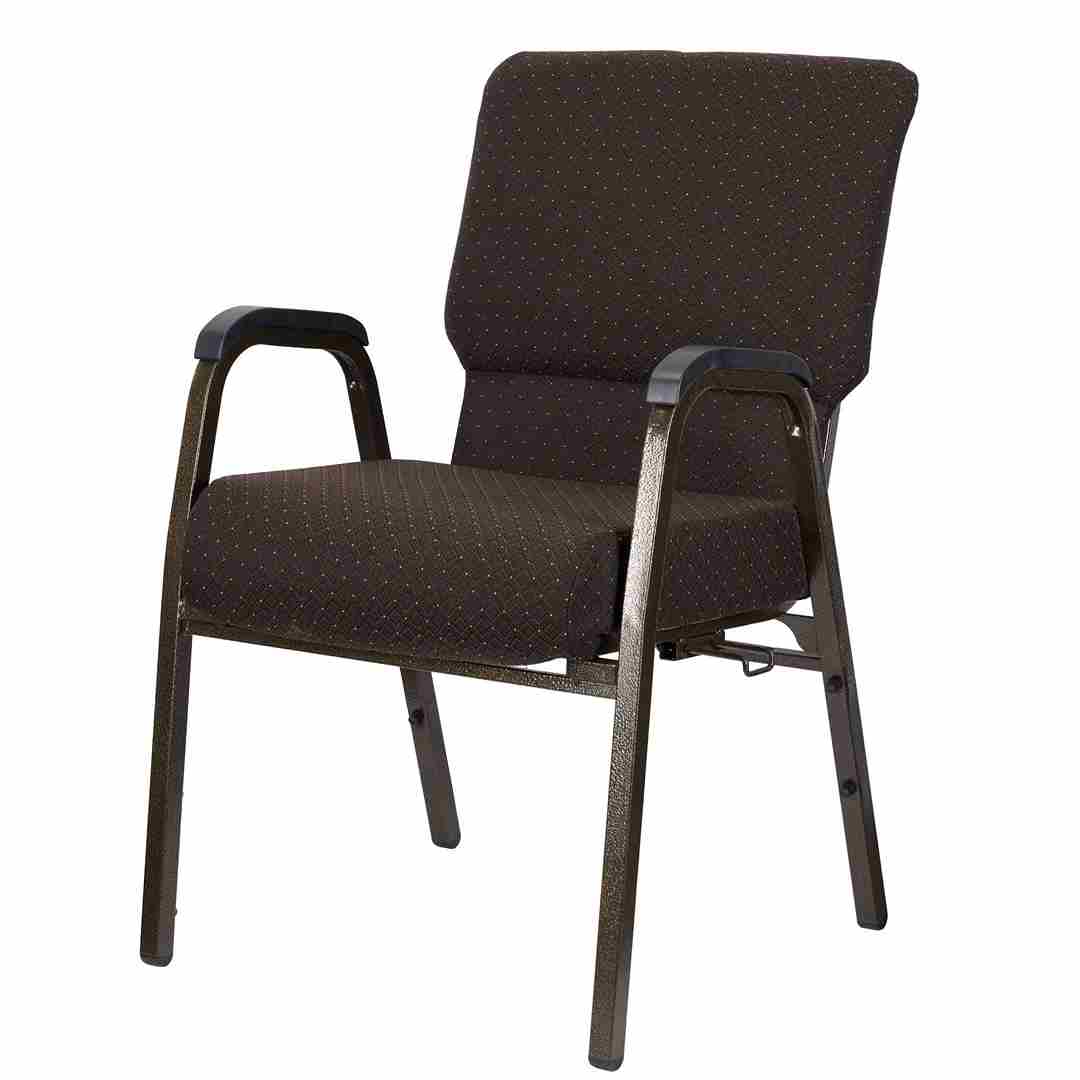 Chivari Walnut Church Chair with White Dot Fabric w/ Dual Arms with Cut Away Back 20.5" on Gold Vein Frame CH20WDGV-D-ZF-T
