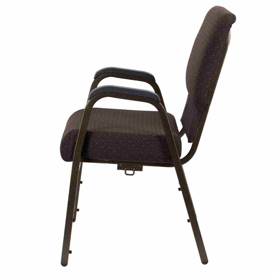 Chivari Walnut Church Chair with White Dot Fabric w/ Dual Arms with Cut Away Back 20.5" on Gold Vein Frame CH20WDGV-D-ZF-T