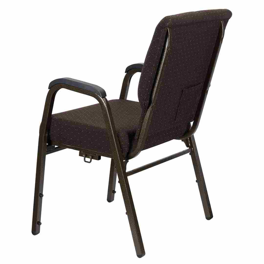 Chivari Walnut Church Chair with White Dot Fabric w/ Dual Arms with Cut Away Back 20.5" on Gold Vein Frame CH20WDGV-D-ZF-T