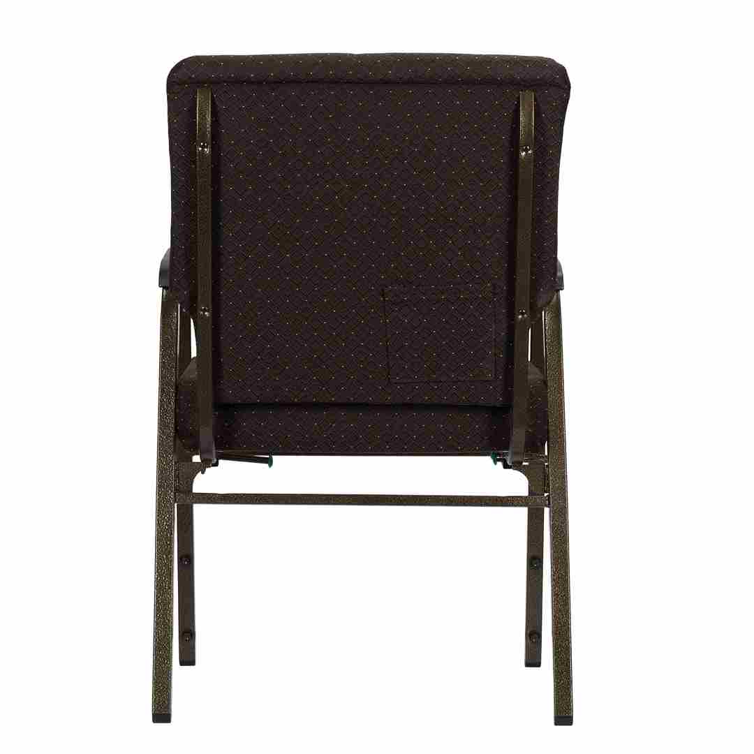 Chivari Walnut Church Chair with White Dot Fabric w/ Dual Arms with Cut Away Back 20.5" on Gold Vein Frame CH20WDGV-D-ZF-T
