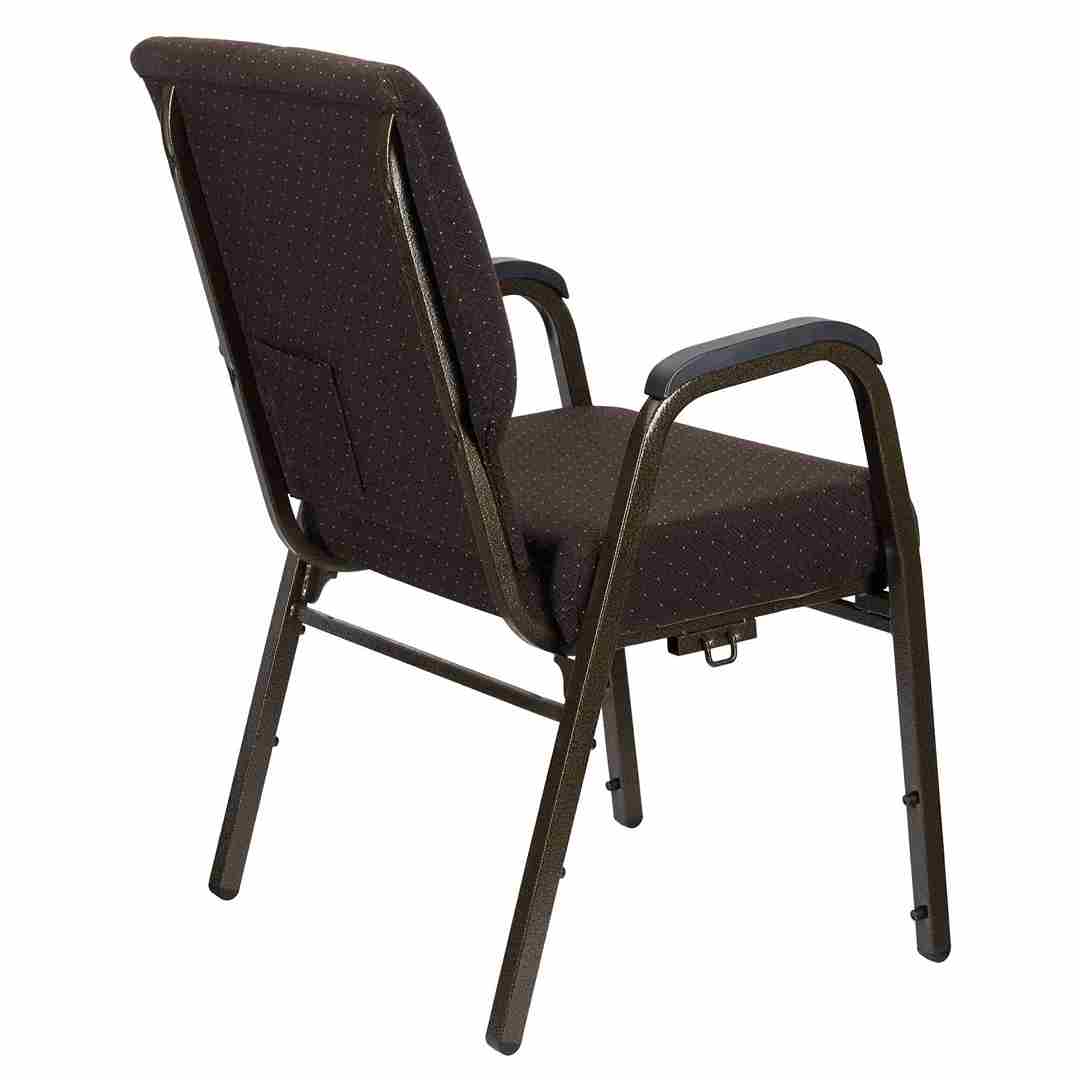 Chivari Walnut Church Chair with White Dot Fabric w/ Dual Arms with Cut Away Back 20.5" on Gold Vein Frame CH20WDGV-D-ZF-T