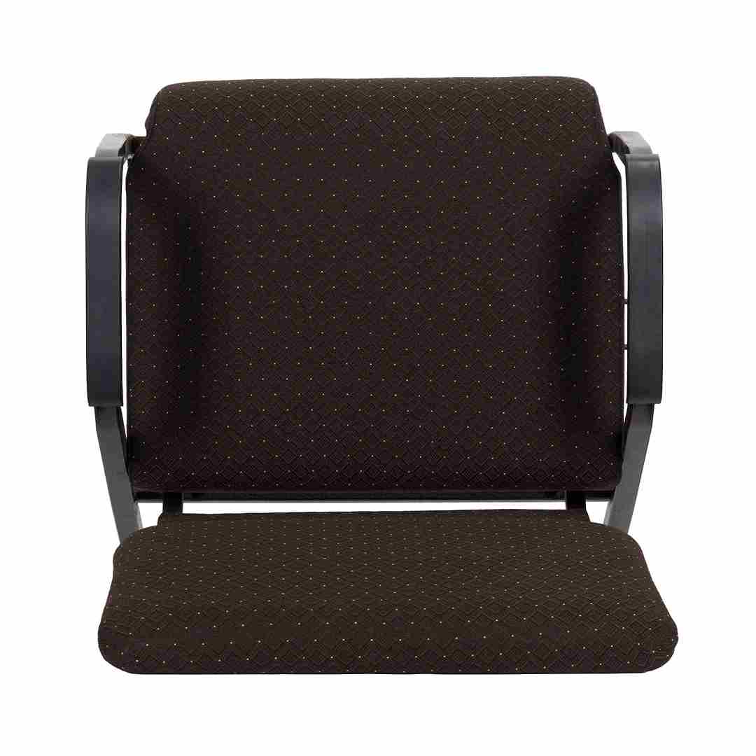 Chivari Walnut Church Chair with White Dot Fabric w/ Dual Arms with Cut Away Back 20.5" on Gold Vein Frame CH20WDGV-D-ZF-T