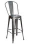 Chivari Hammered Gray Tolix Style Metal Barstool with Back BTBMCH-AX-T