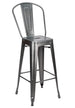 Chivari Hammered Gray Tolix Style Metal Barstool with Back BTBMCH-AX-T