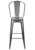 Chivari Hammered Gray Tolix Style Metal Barstool with Back BTBMCH-AX-T