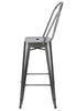 Chivari Hammered Gray Tolix Style Metal Barstool with Back BTBMCH-AX-T