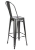 Chivari Hammered Gray Tolix Style Metal Barstool with Back BTBMCH-AX-T