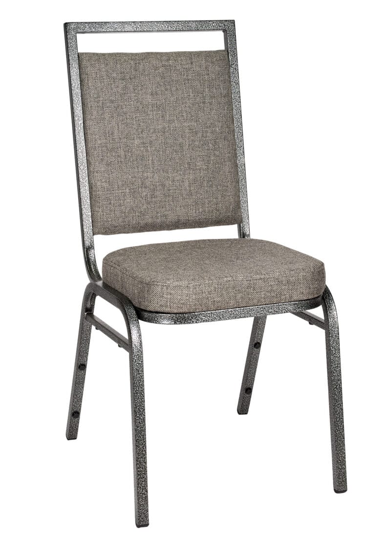 Chivari Charcoal Gray Fabric on Silver Vein Frame Square Back Banquet Chair CQSFG-ZF-T