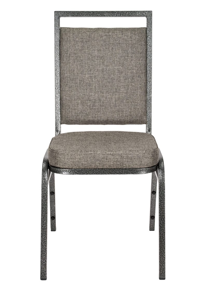 Chivari Charcoal Gray Fabric on Silver Vein Frame Square Back Banquet Chair CQSFG-ZF-T