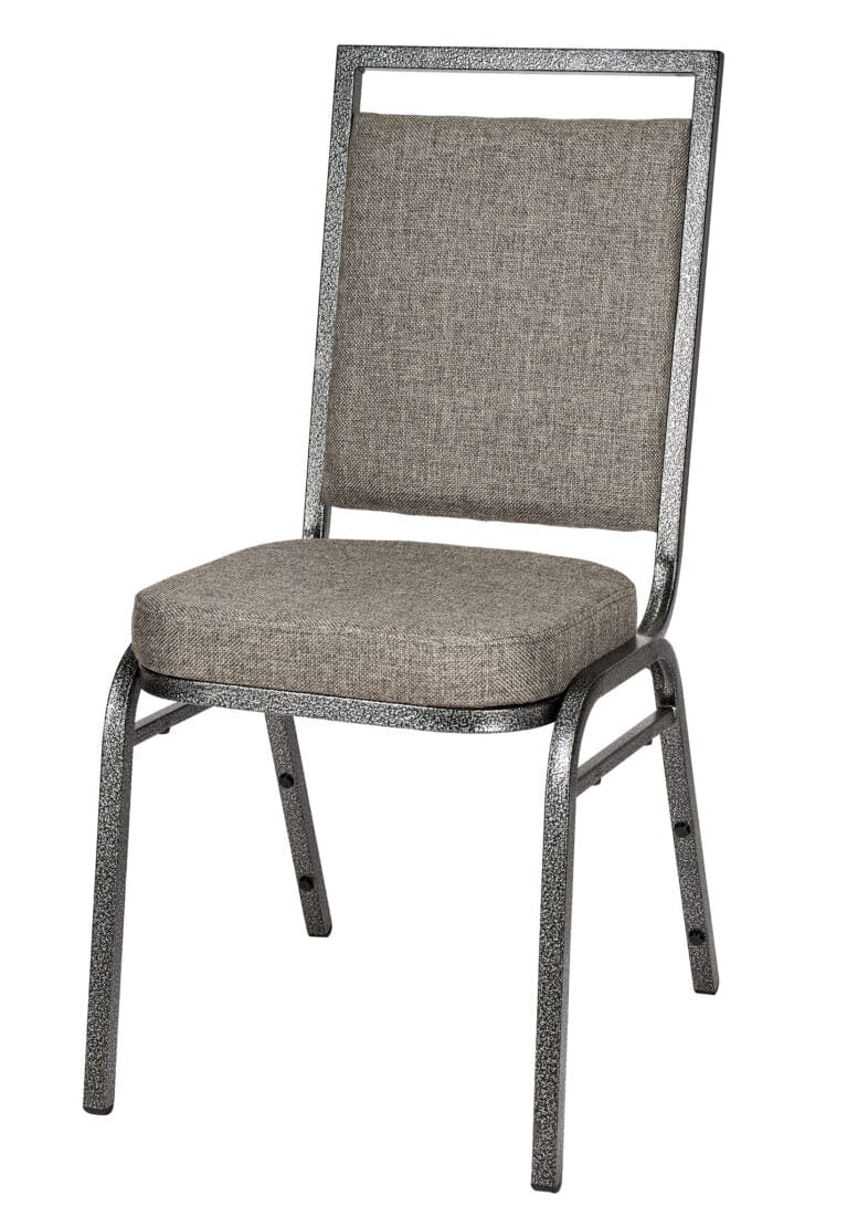 Chivari Charcoal Gray Fabric on Silver Vein Frame Square Back Banquet Chair CQSFG-ZF-T