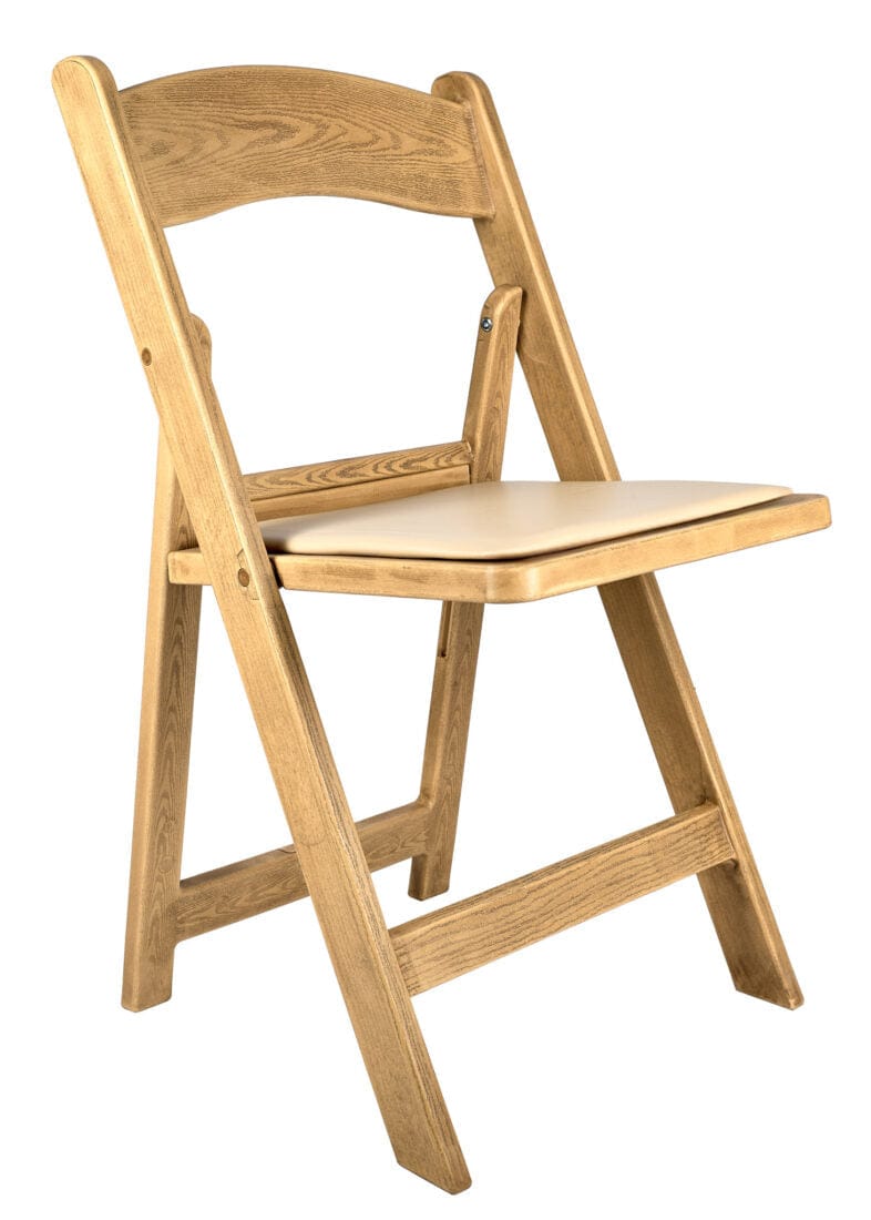 Chivari Natural Resin WoodGrain™ Folding Chair with Tan Cushion CFRNB-I-AX-T