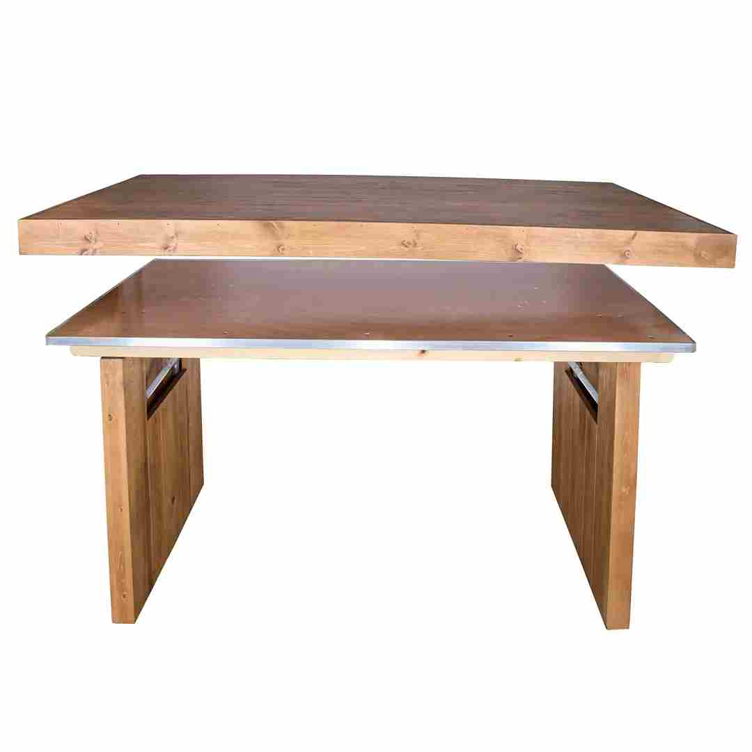 Chivari 72" x 30" Chestnut Finish Farm Table Conversion Kit for Banquet Tables TFARMCKT7230-CHT-AX-T
