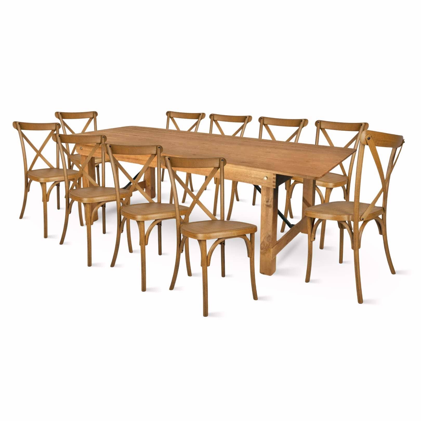 Chivari Chestnut Straight Leg Farm Table Dining Set with 10 Chairs TFARM-CHESTNUT-S-LEG-KIT-CXR-AX