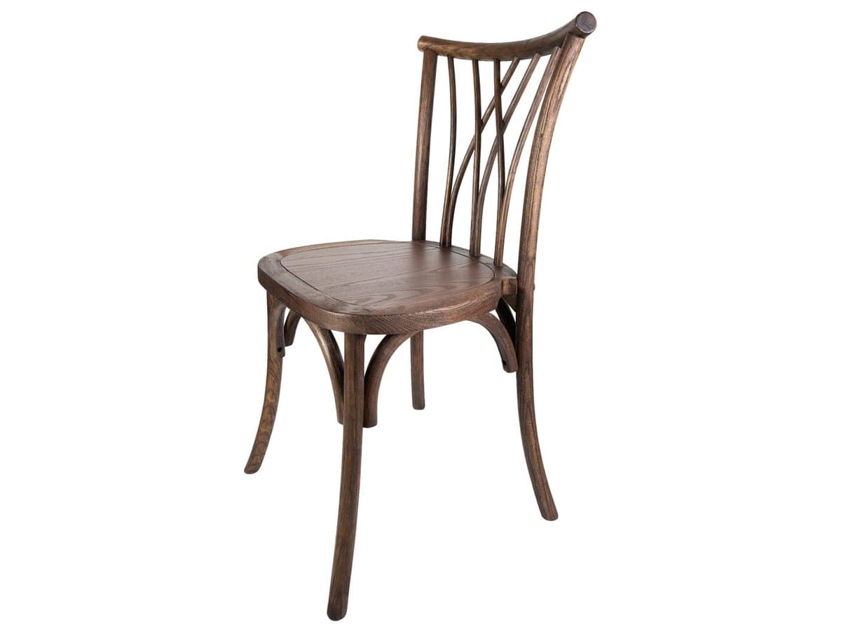 The fruitwood ToughWood™ Willow. The back fans outward at the top — the detail that separates it from a Chiavari at a glance.