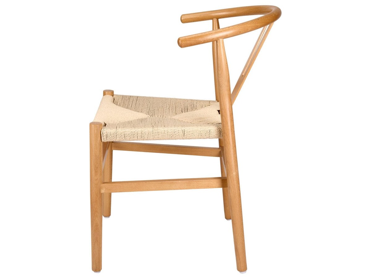 The Y-back and rope seat from a second angle. The collection runs in wood and resin, with rope, ivory tweed and ivory vinyl seats.