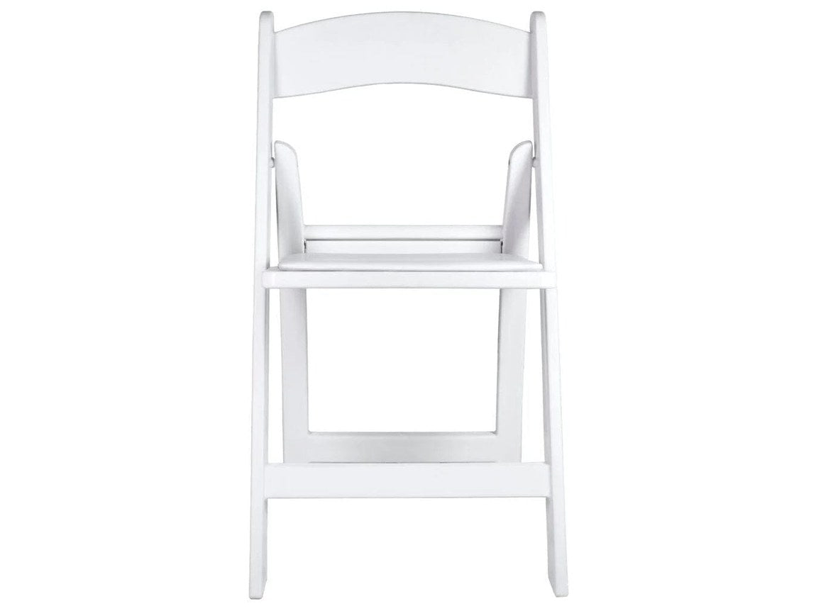 The ToughResin™ frame and white vinyl cushion. Colour runs through the material rather than being painted onto it.