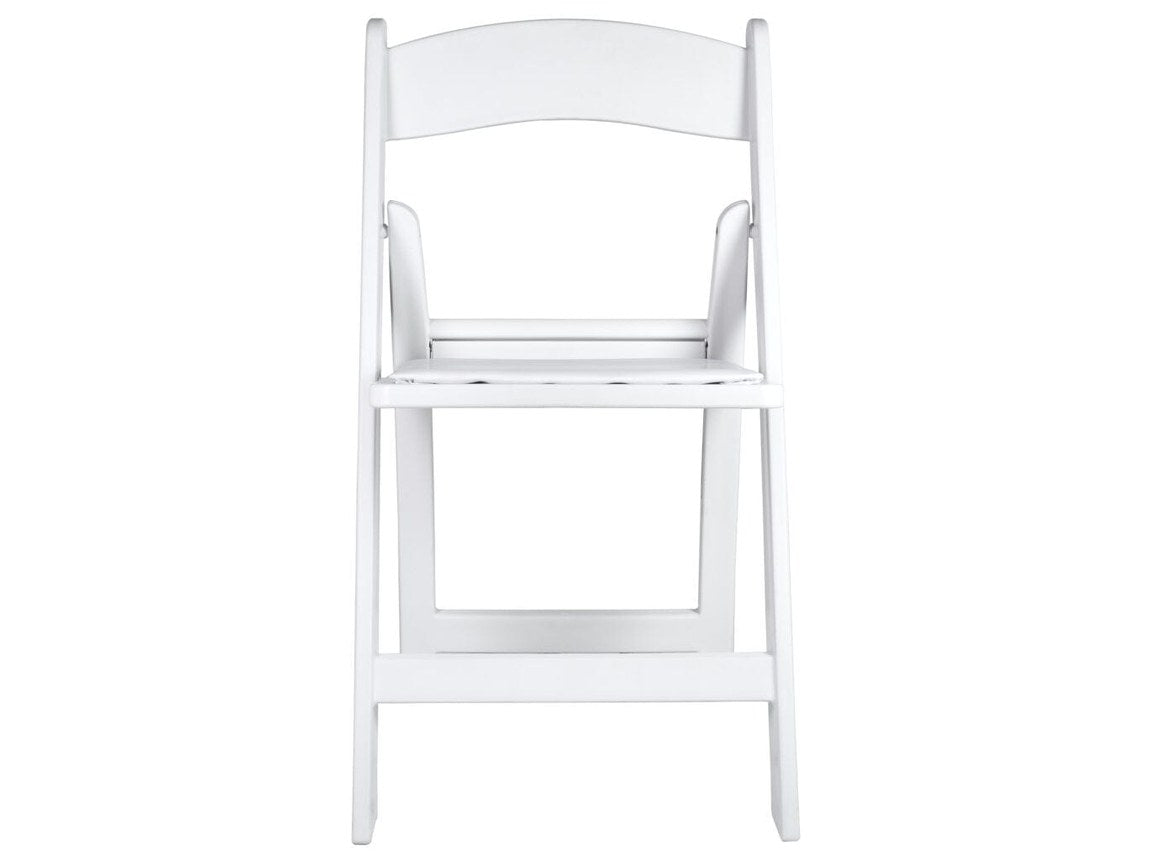 The SuperResin™ frame. An 18.13-inch seat — two inches taller than the entry grades and within a quarter inch of a ToughResin™ Chiavari.