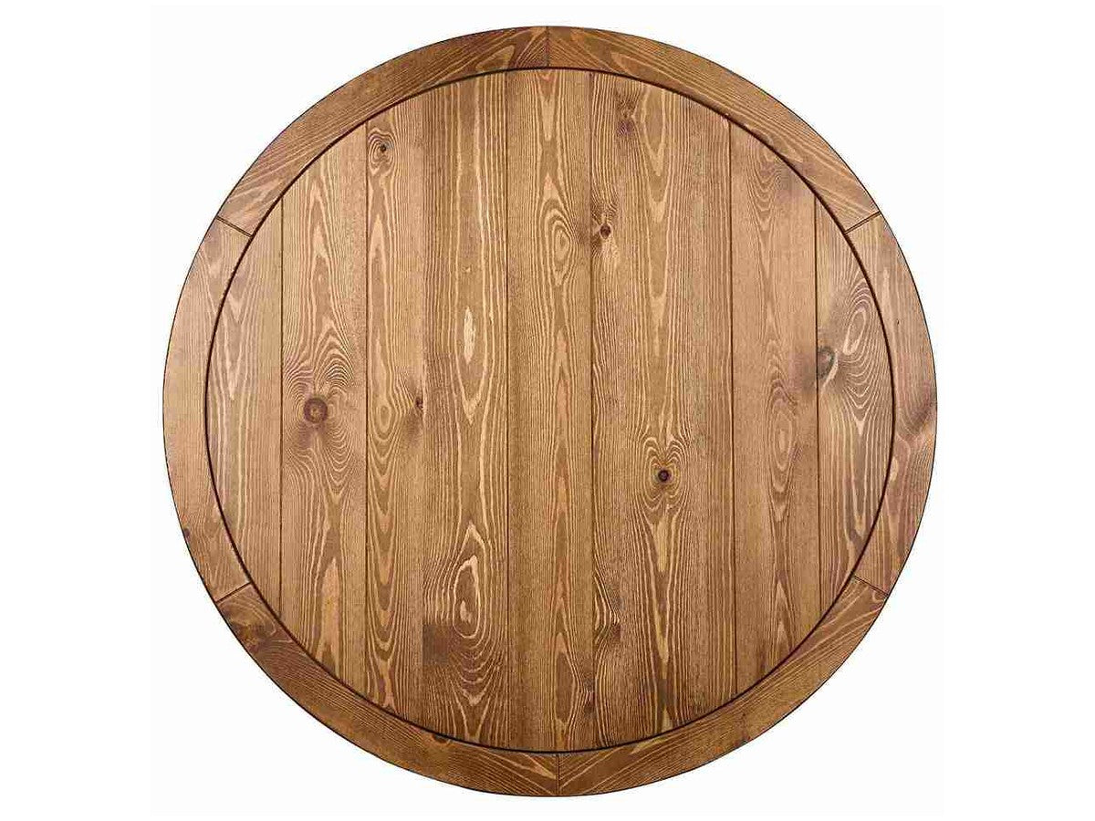The plank top. Real pinewood with a visible joint line — this is a surface meant to be looked at rather than covered.