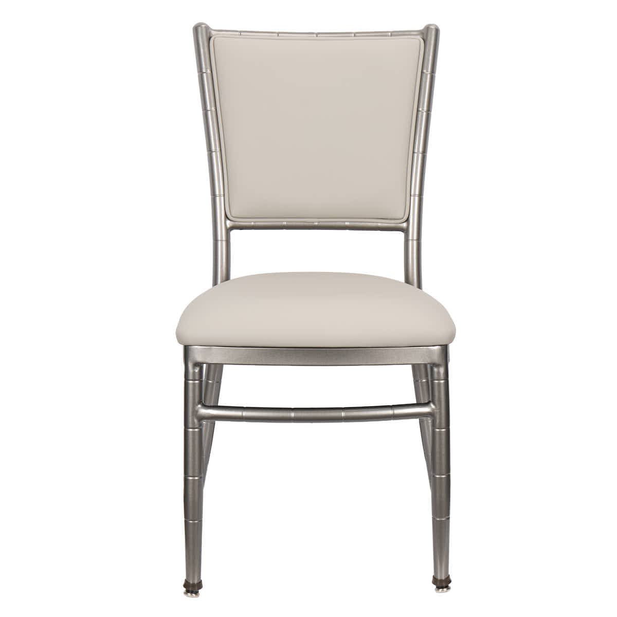Lusso Luxury Chairs Chiavari 2.0 Diamante Metallic Silver Aluminum Diamond Back Chair with Silicone Cushion CDA2S-AX