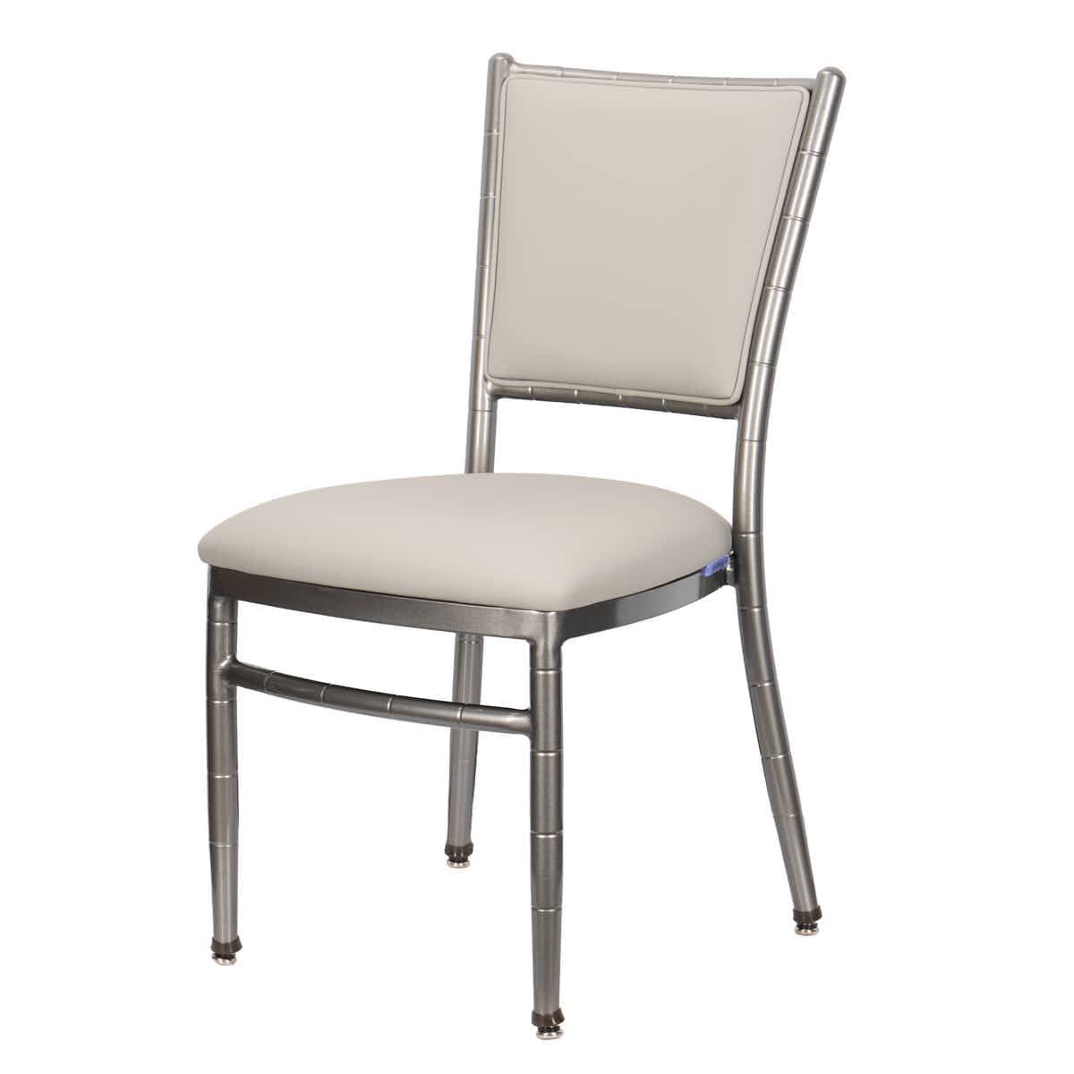 Lusso Luxury Chairs Chiavari 2.0 Diamante Metallic Silver Aluminum Diamond Back Chair with Silicone Cushion CDA2S-AX