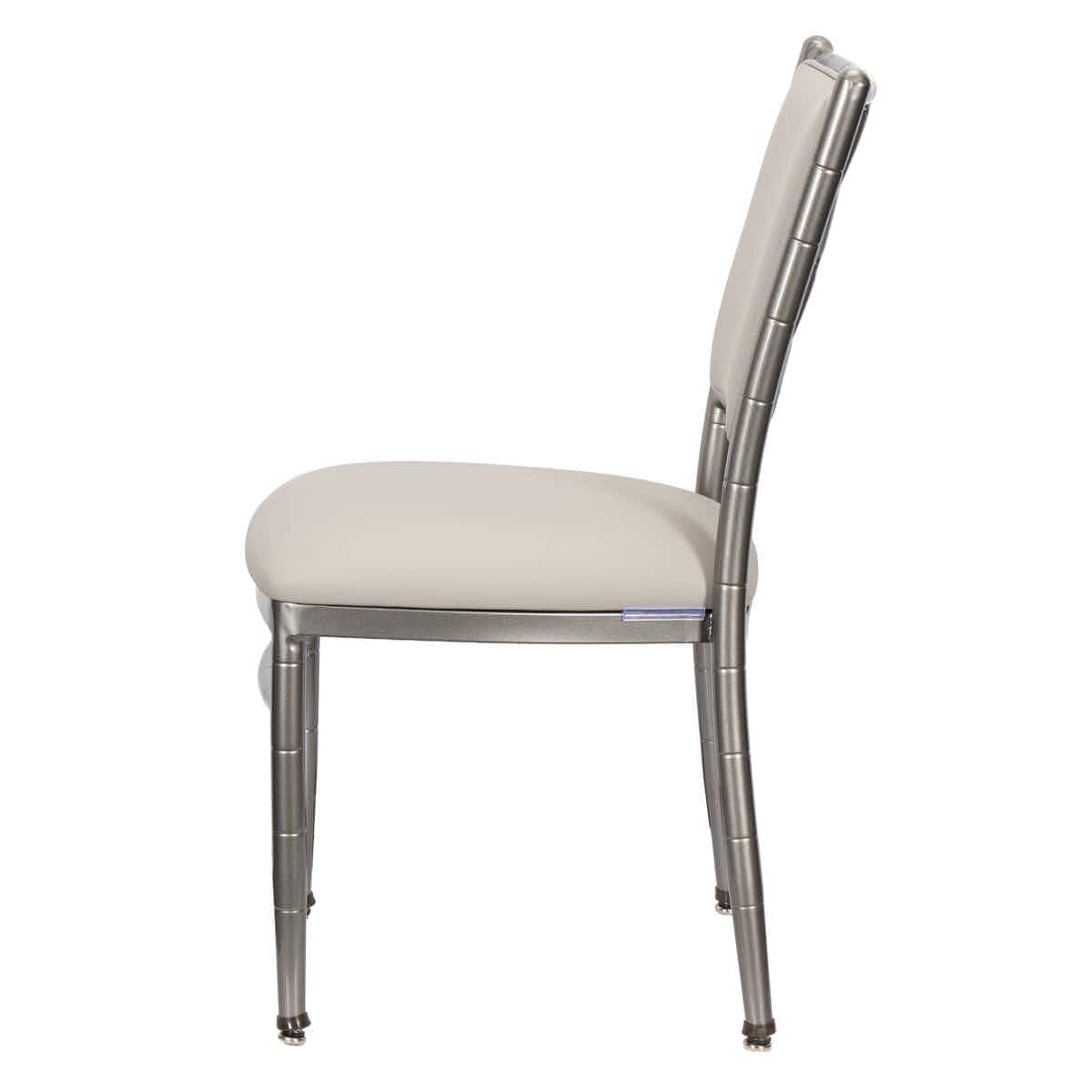 Lusso Luxury Chairs Chiavari 2.0 Diamante Metallic Silver Aluminum Diamond Back Chair with Silicone Cushion CDA2S-AX