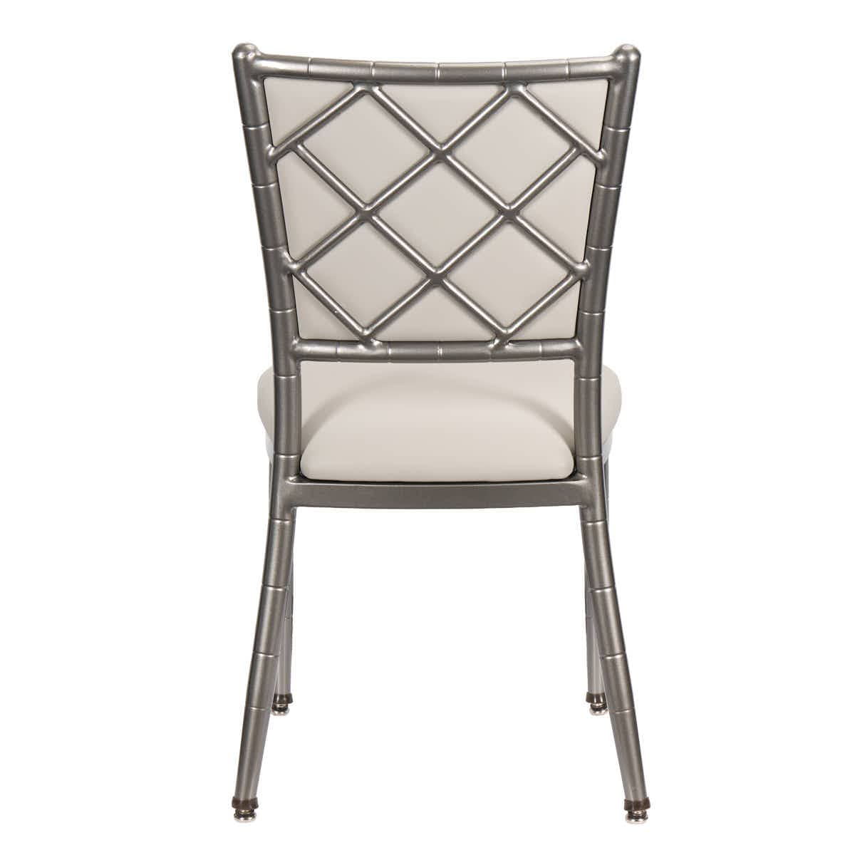 Lusso Luxury Chairs Chiavari 2.0 Diamante Metallic Silver Aluminum Diamond Back Chair with Silicone Cushion CDA2S-AX