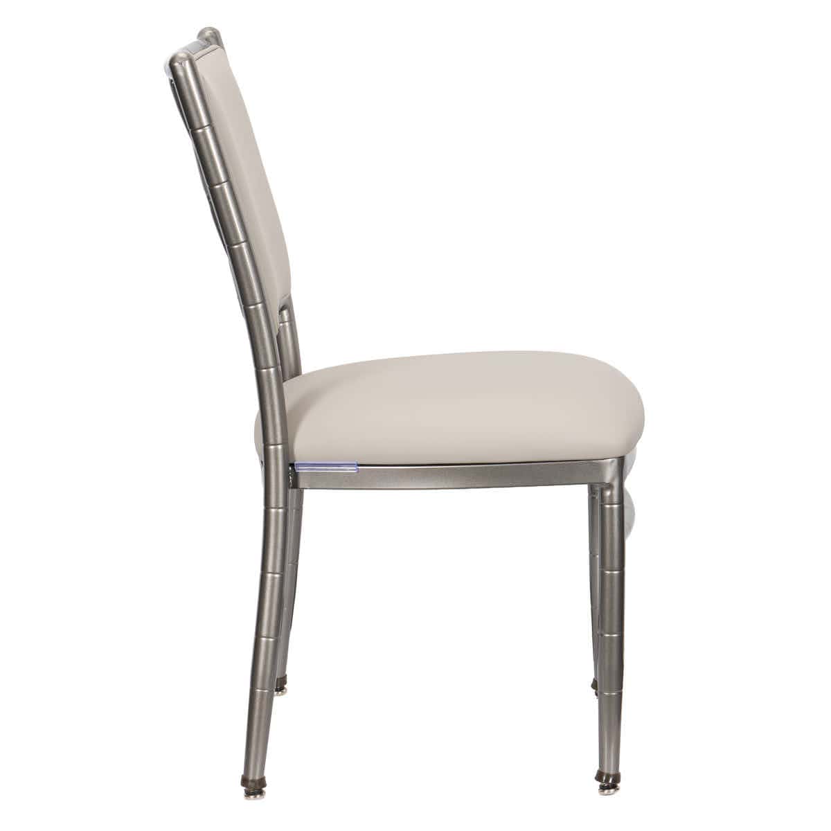 Lusso Luxury Chairs Chiavari 2.0 Diamante Metallic Silver Aluminum Diamond Back Chair with Silicone Cushion CDA2S-AX