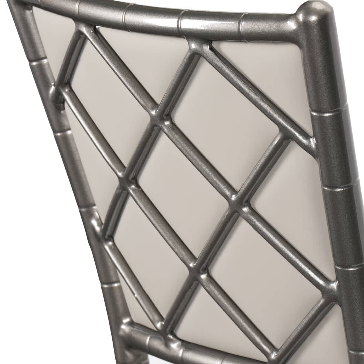 Lusso Luxury Chairs Chiavari 2.0 Diamante Metallic Silver Aluminum Diamond Back Chair with Silicone Cushion CDA2S-AX