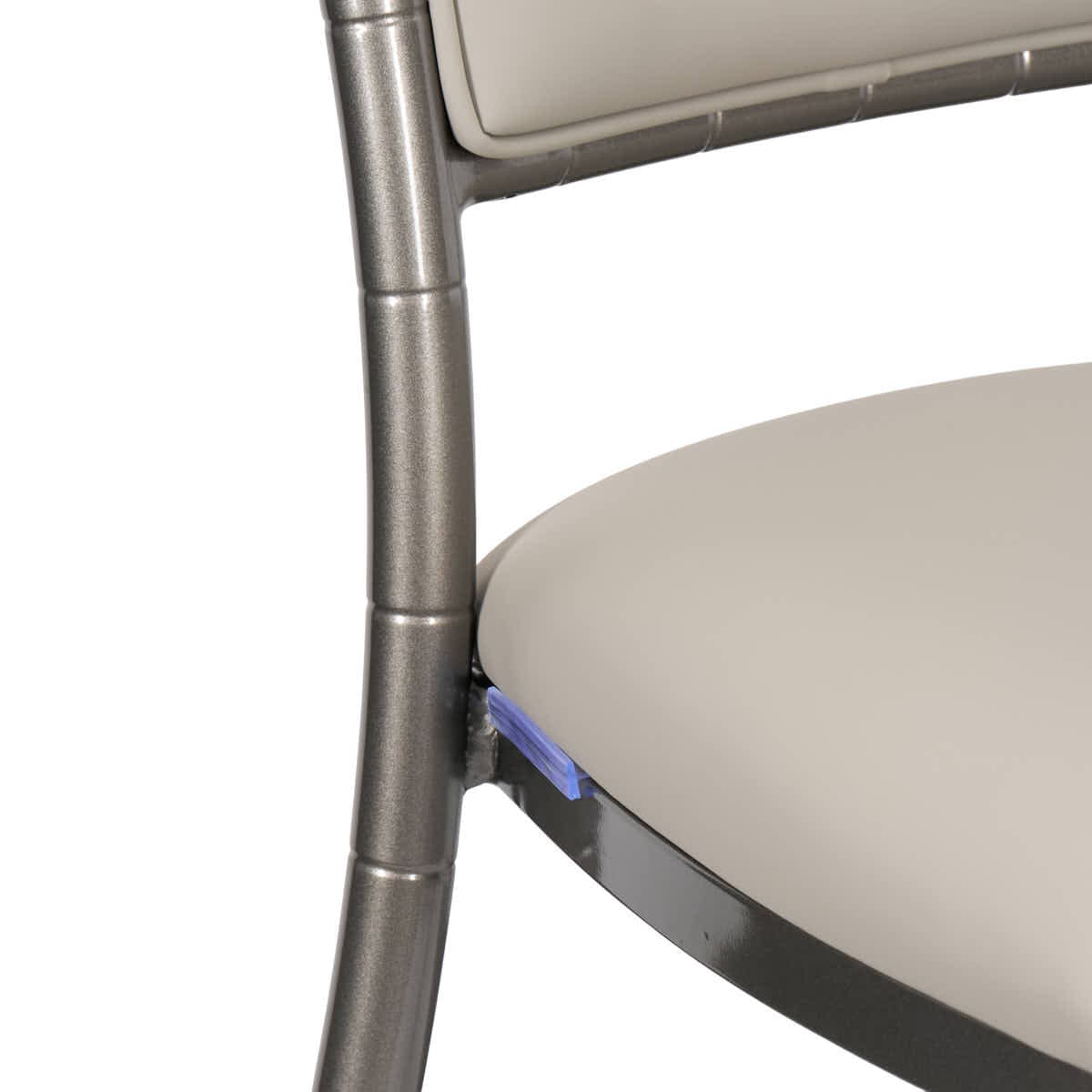 Lusso Luxury Chairs Chiavari 2.0 Diamante Metallic Silver Aluminum Diamond Back Chair with Silicone Cushion CDA2S-AX