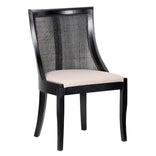 Black Hampton Wood Chair with Beige Fabric Cushion