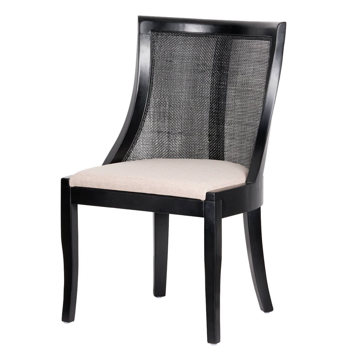 Chivari Black Hampton Wood Chair with Beige Fabric Cushion CHWB-BEGF-KT
