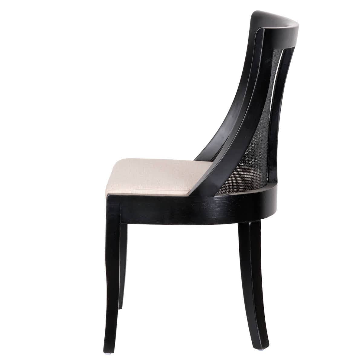 Chivari Black Hampton Wood Chair with Beige Fabric Cushion CHWB-BEGF-KT