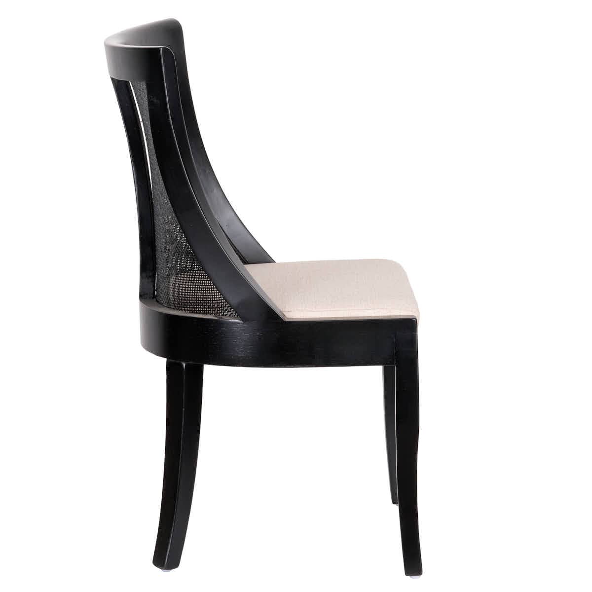 Chivari Black Hampton Wood Chair with Beige Fabric Cushion CHWB-BEGF-KT