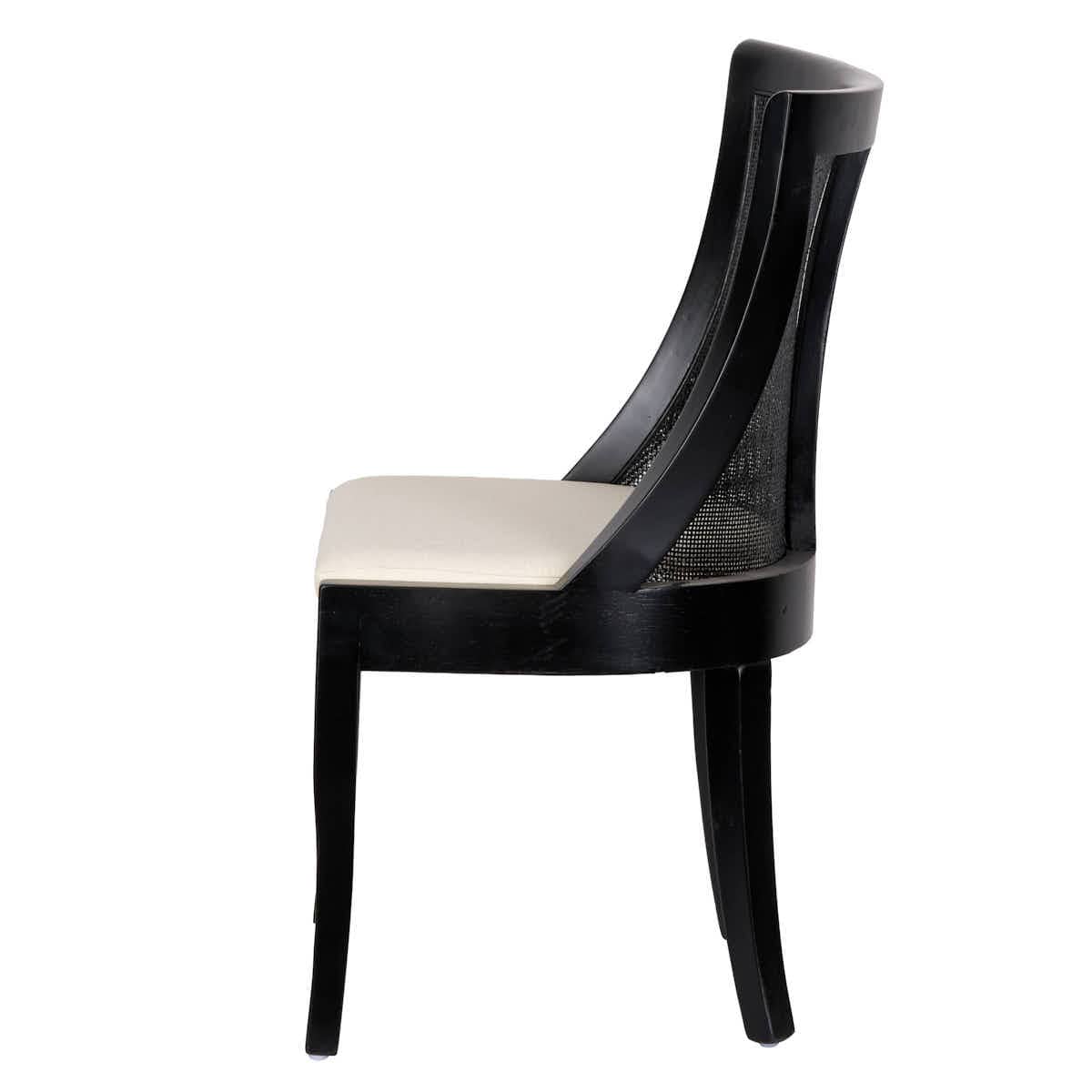 Chivari Black Hampton Wood Chair with Ivory Fabric Cushion CHWB-IVYF-KT