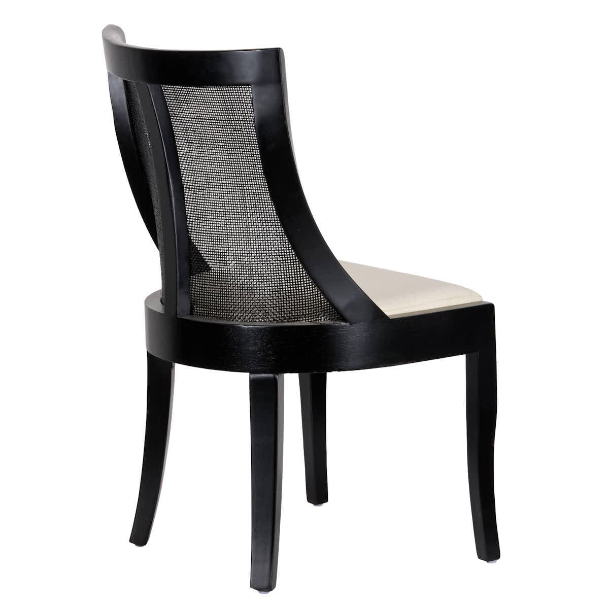 Chivari Black Hampton Wood Chair with Ivory Fabric Cushion CHWB-IVYF-KT