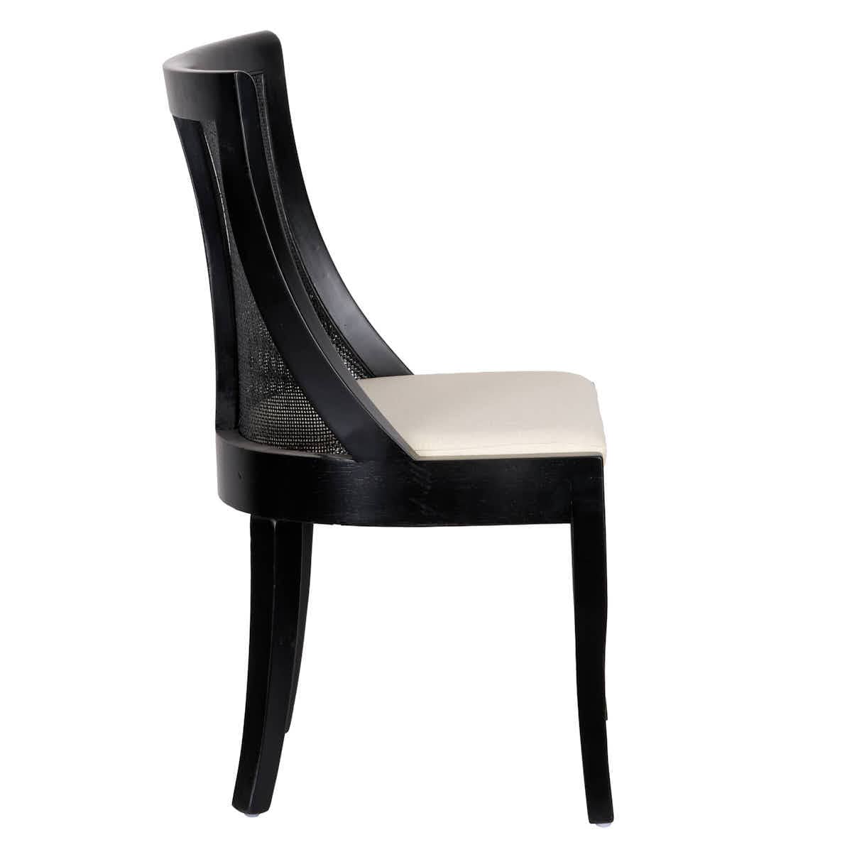 Chivari Black Hampton Wood Chair with Ivory Fabric Cushion CHWB-IVYF-KT