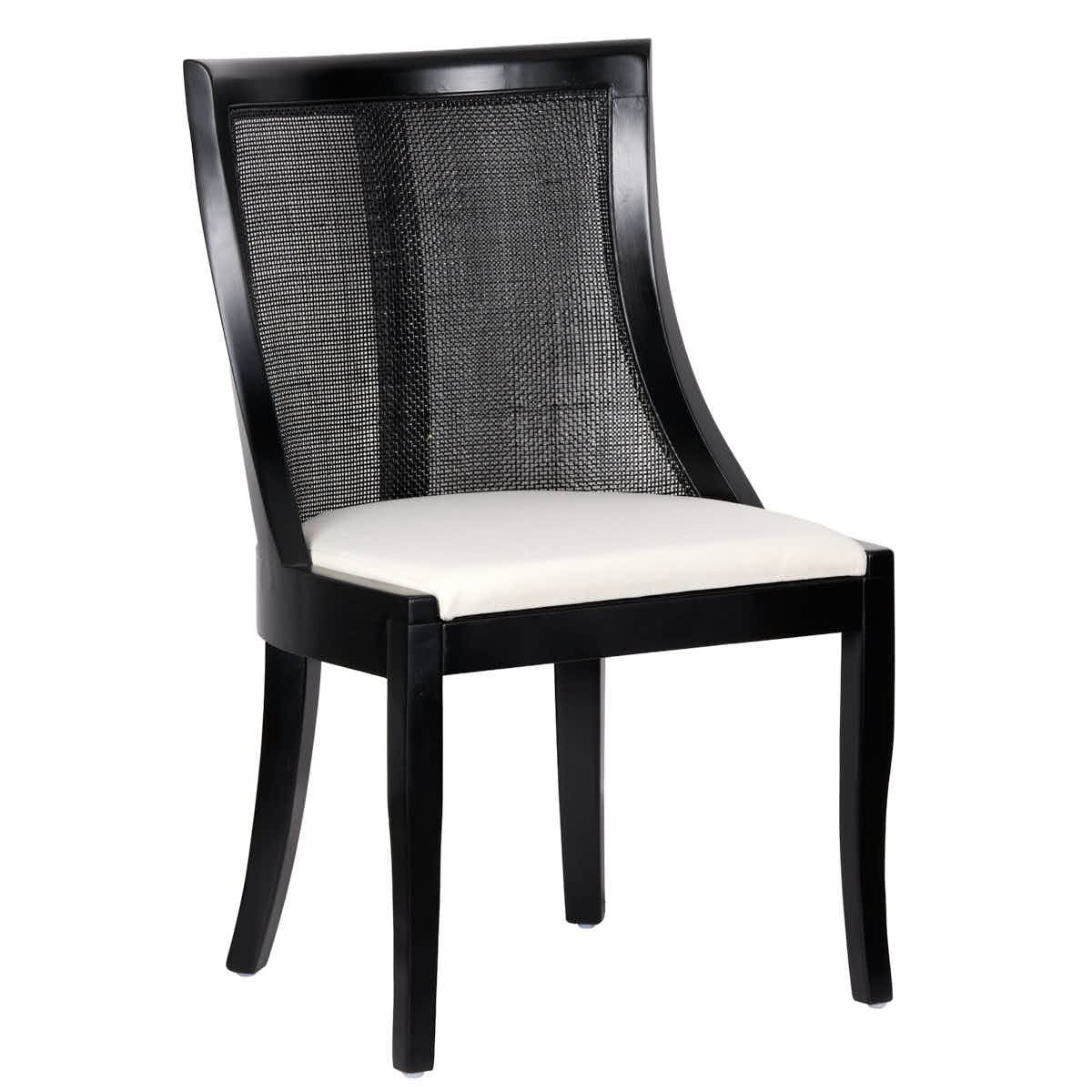 Chivari Black Hampton Wood Chair with White Fabric Cushion CHWB-WHIF-KT