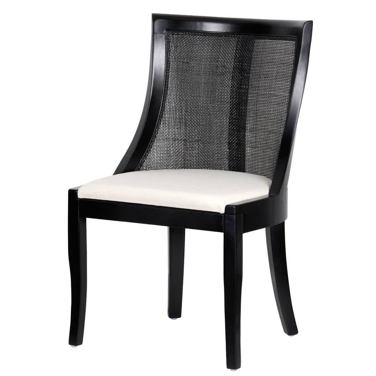Chivari Black Hampton Wood Chair with White Fabric Cushion CHWB-WHIF-KT