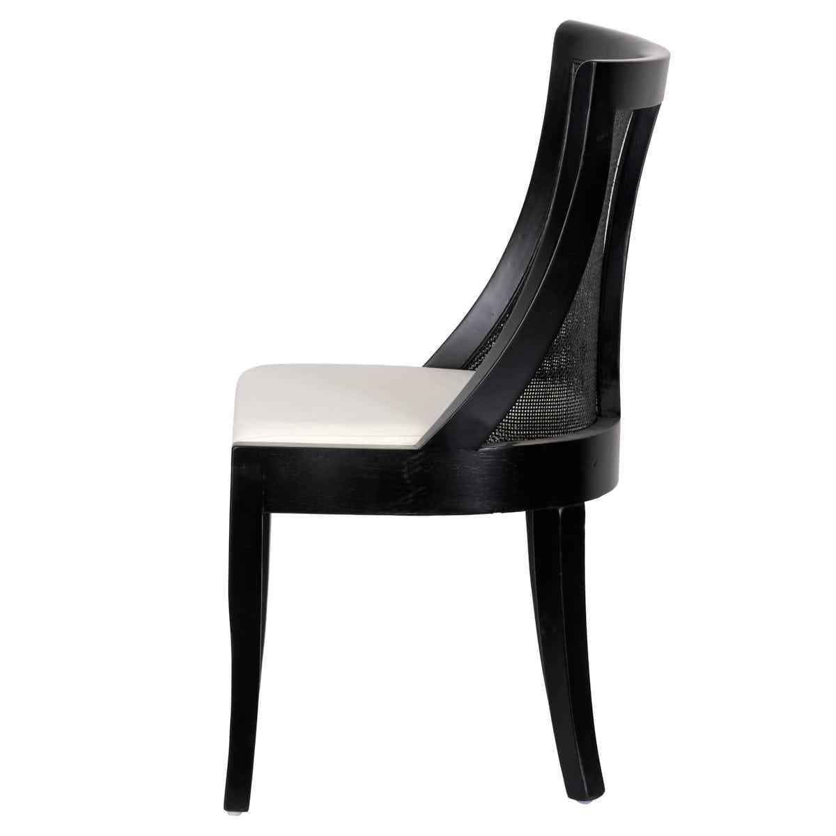 Chivari Black Hampton Wood Chair with White Fabric Cushion CHWB-WHIF-KT