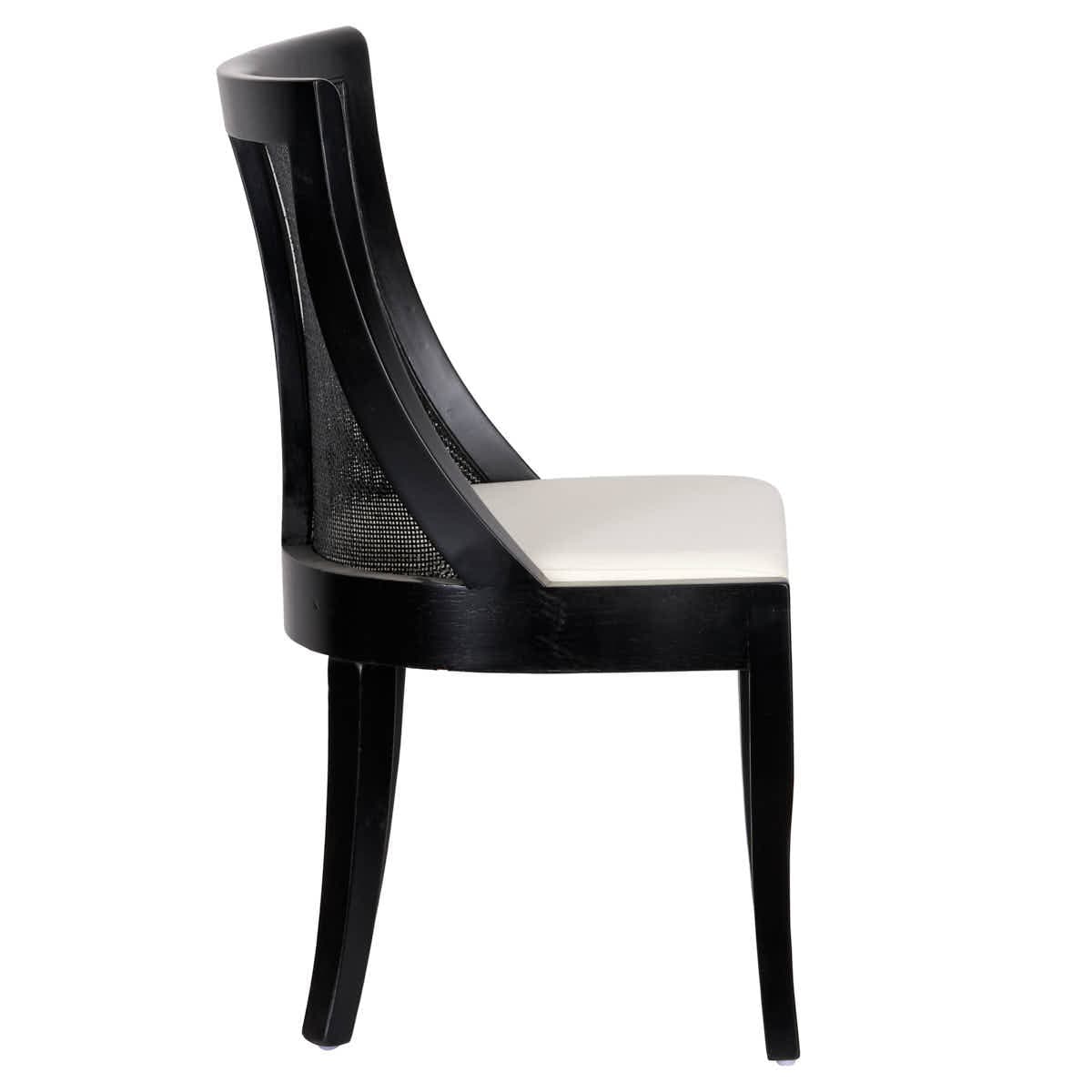 Chivari Black Hampton Wood Chair with White Fabric Cushion CHWB-WHIF-KT
