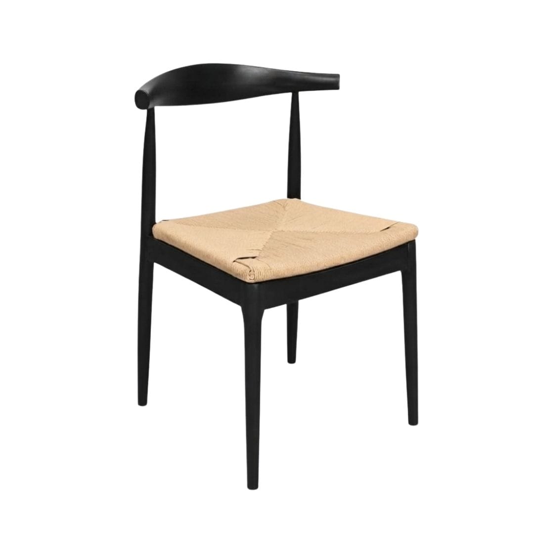 Chivari Black Wood Horn Chair with Natural Rope Seat CHWBL-SHRNT-KT
