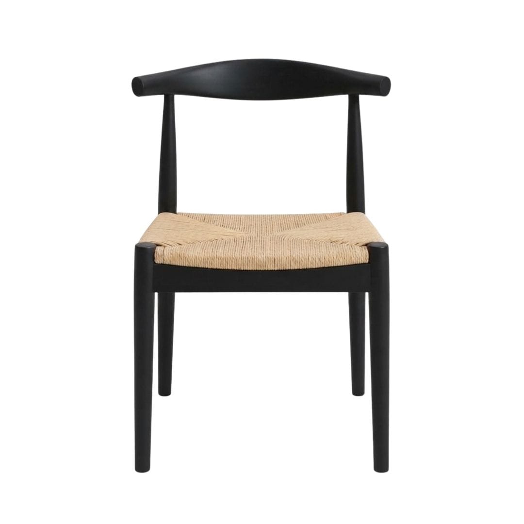 Chivari Black Wood Horn Chair with Natural Rope Seat CHWBL-SHRNT-KT