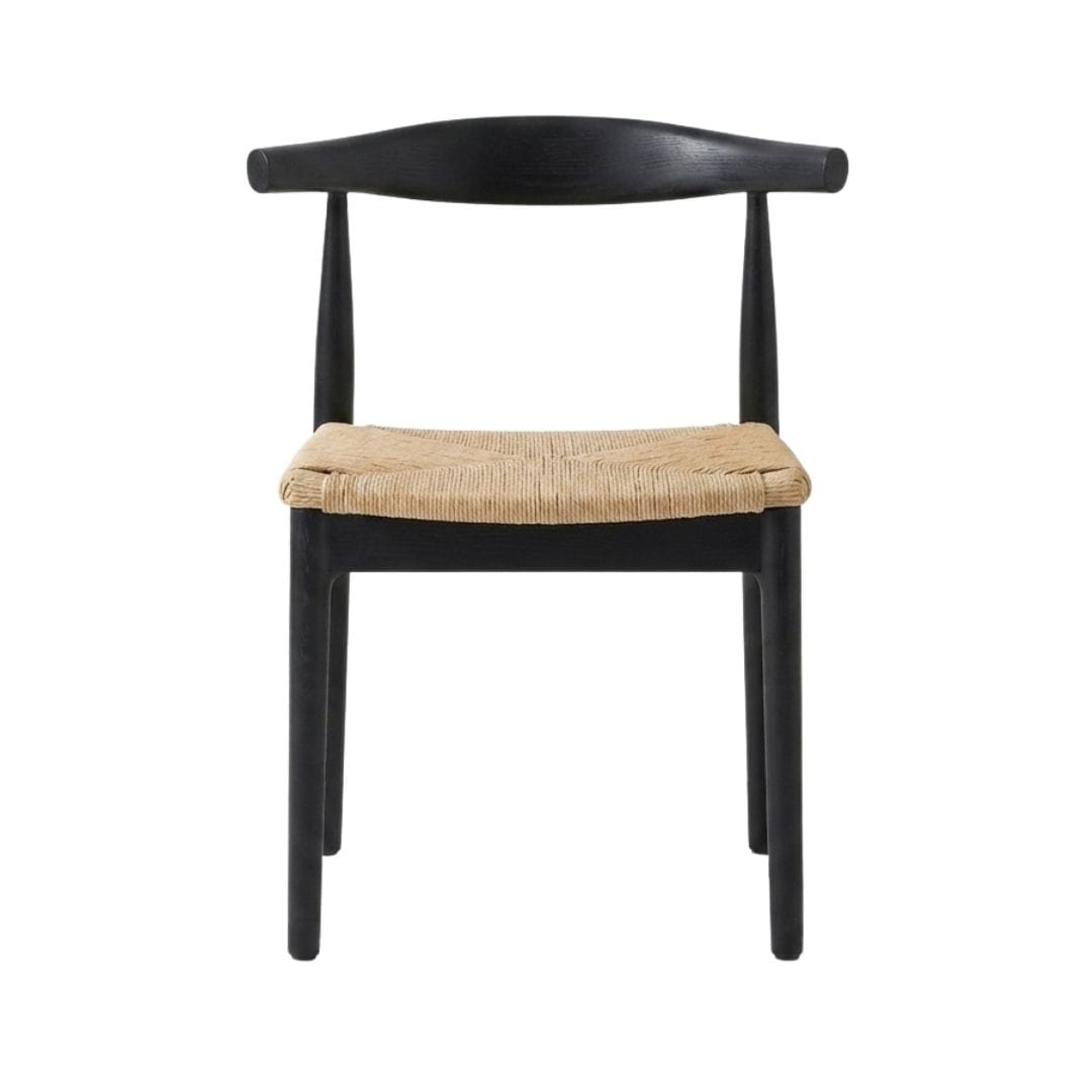 Chivari Black Wood Horn Chair with Natural Rope Seat CHWBL-SHRNT-KT