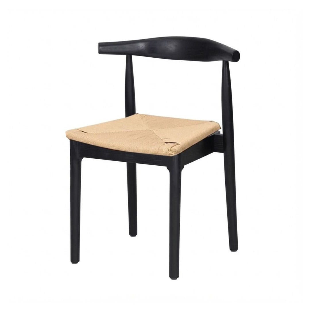 Chivari Black Wood Horn Chair with Natural Rope Seat CHWBL-SHRNT-KT