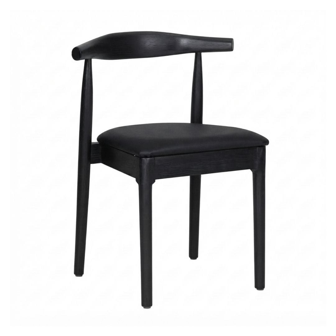 Chivari Black Wood Horn Chair with Black Vinyl Cushion CHWBL-SHVBL-KT