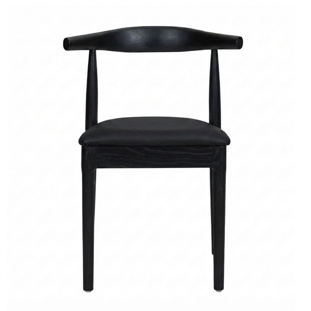 Chivari Black Wood Horn Chair with Black Vinyl Cushion CHWBL-SHVBL-KT